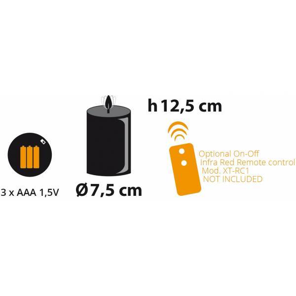 Bougie lumineuse LED cylindrique en cire ivoire flamme vacillante piles 12,5cm Timer blanc chaud Lotti - Image 2