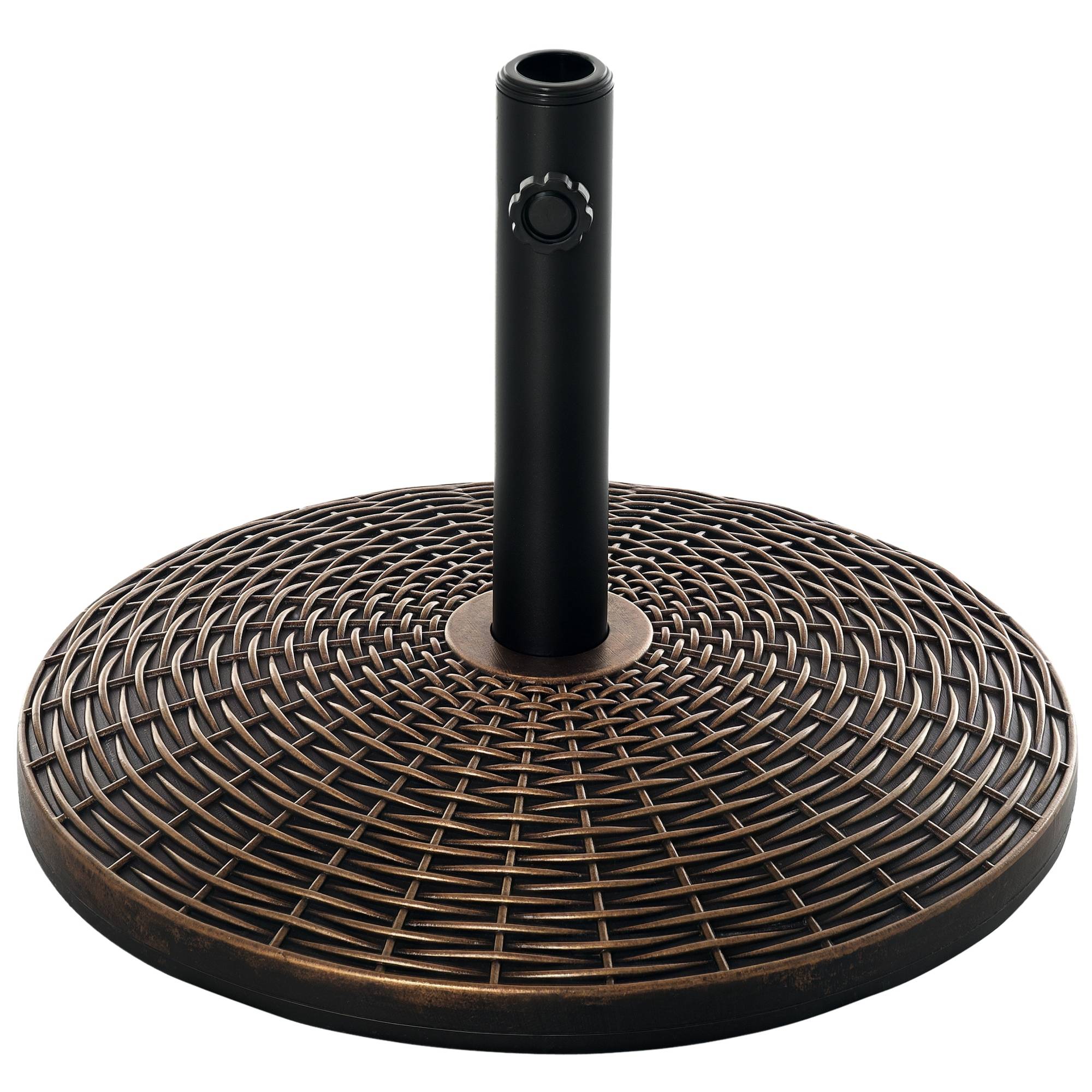 Base de parasol ronde en plastique effet rotin 25 kg pour mâts 35 mm, 38 mm, 48 mm