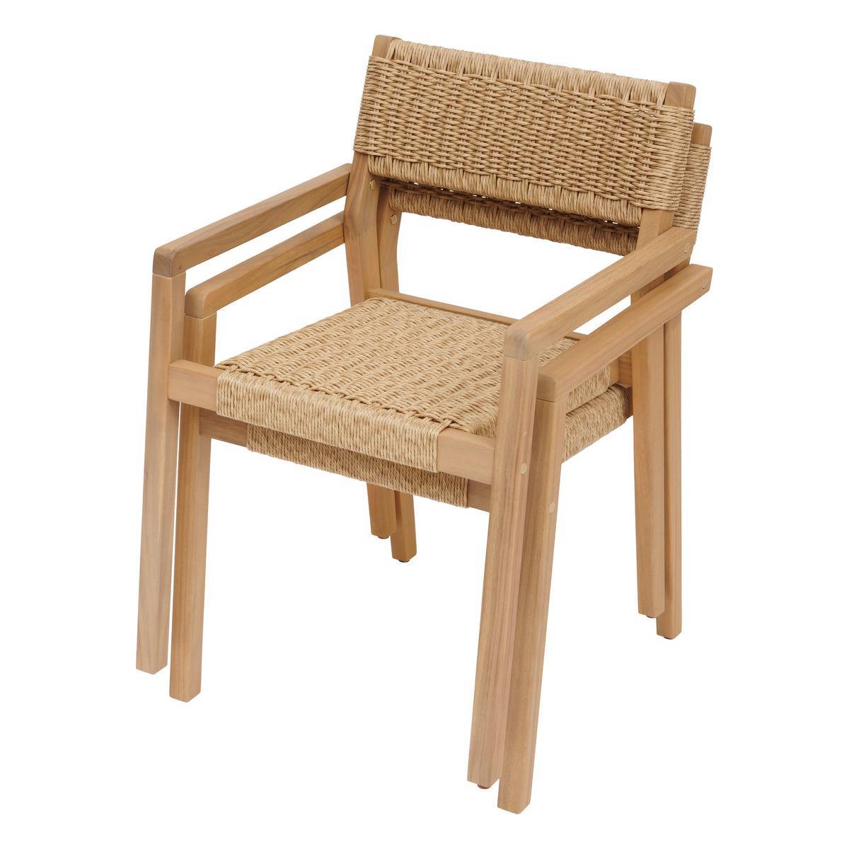 Hesperide - Lot de 2 fauteuils de salon de jardin "Temeira" acacia et texaline - Hespéride - Image 3