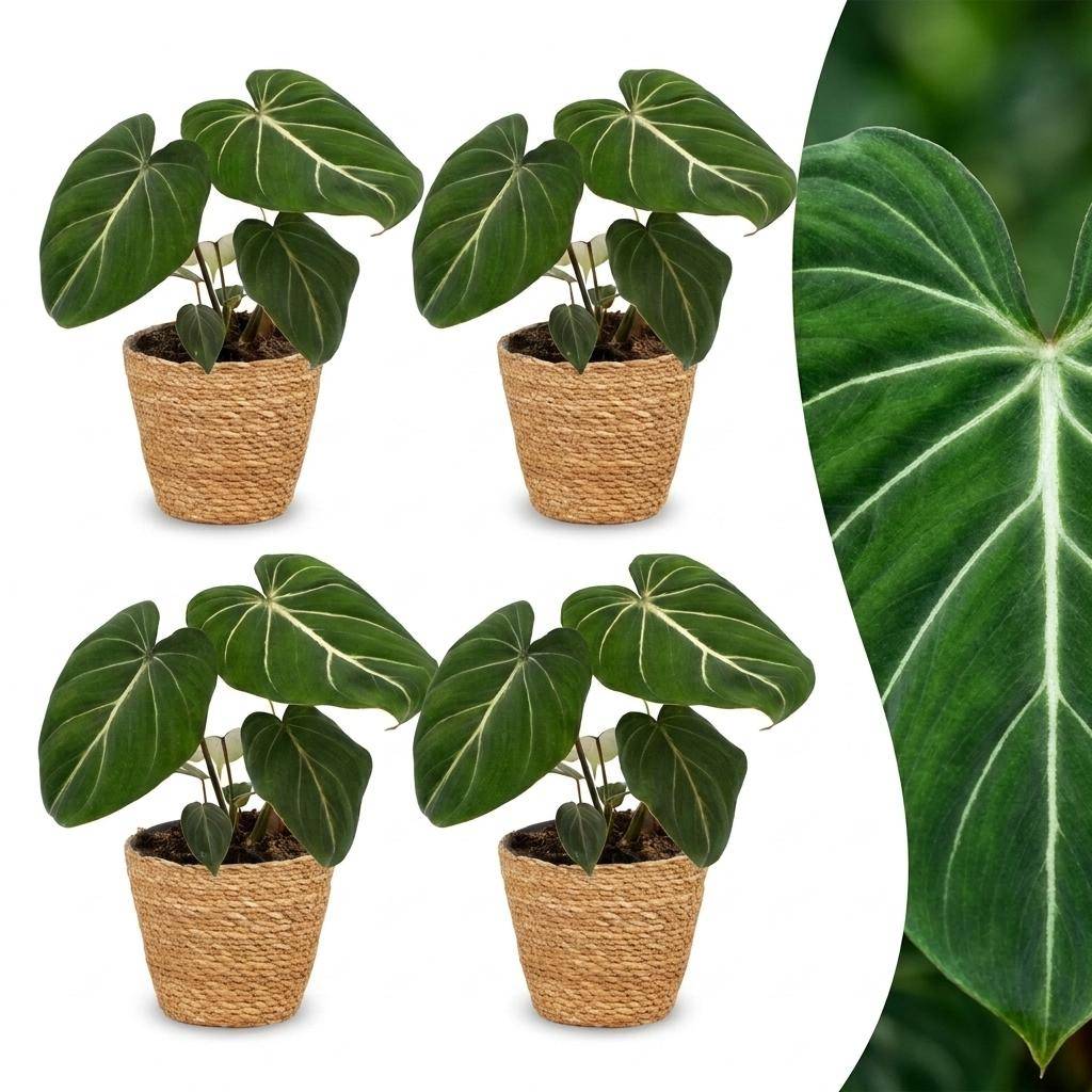Philodendron Gloriosum - Pot de 12cm - 4 plantes - Panier - Plantes d'intérieur - Image 1