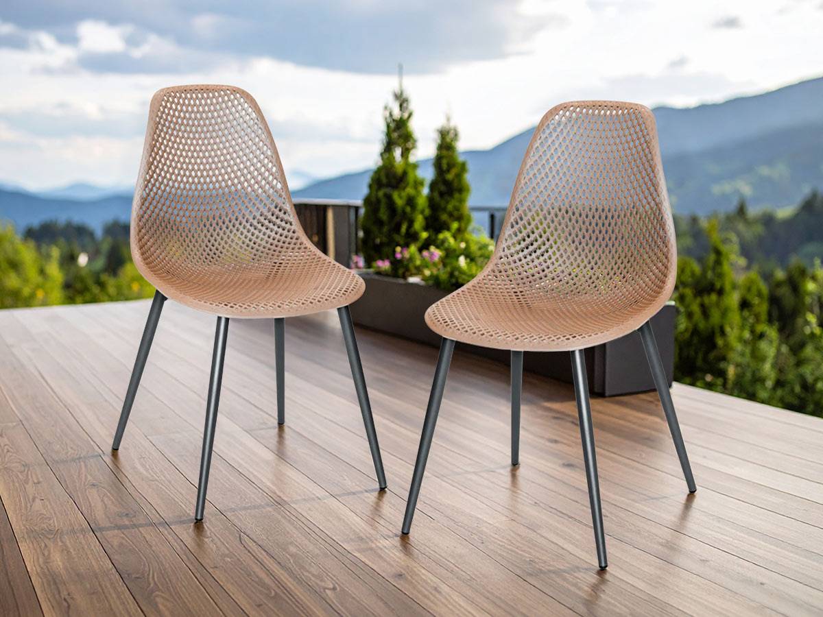 Lot de 2 Chaises de jardin en aluminium et résine coloris taupe Malte - Jardiline - Imagen 2