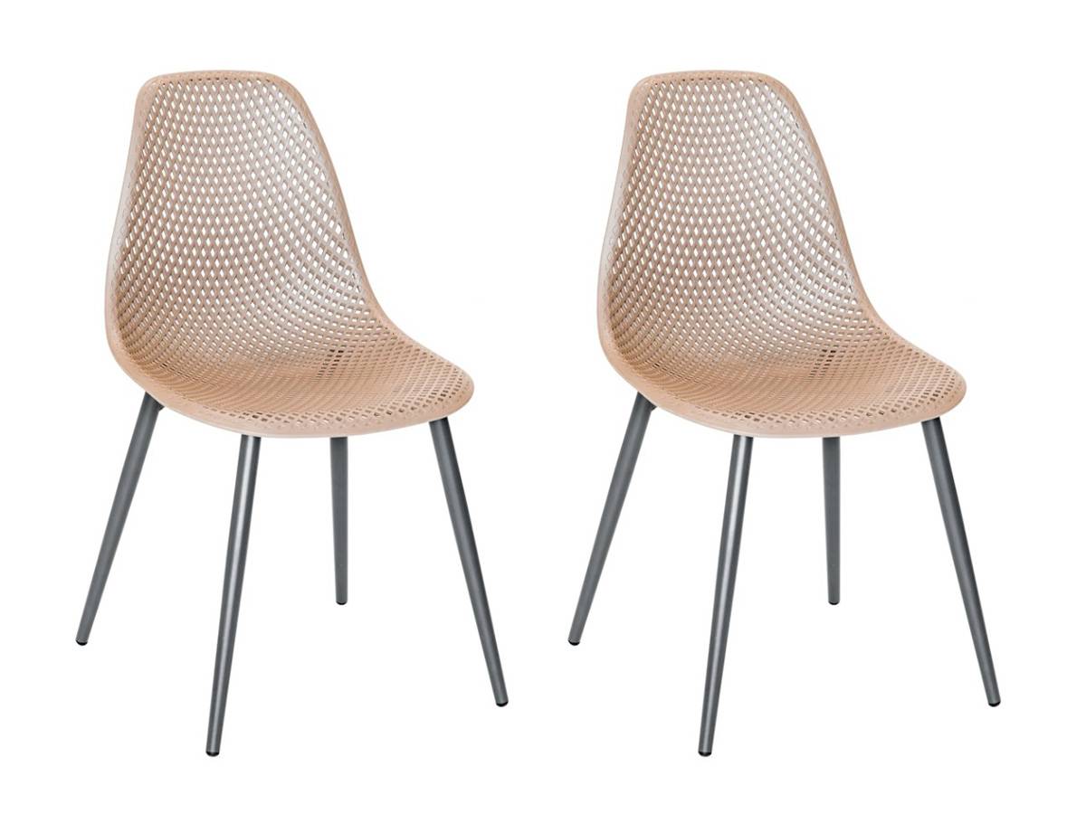 Lot de 2 Chaises de jardin en aluminium et résine coloris taupe Malte - Jardiline - Imagen 1