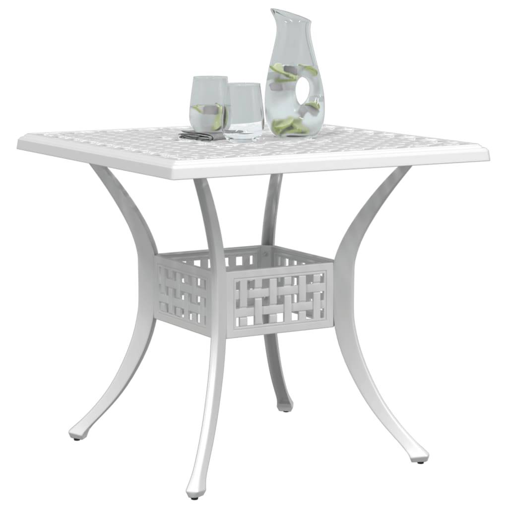 Maison Chic - Table de jardin - Table Extérieure - Table De Patio blanc 80x80x75 cm aluminium coulé - Image 4