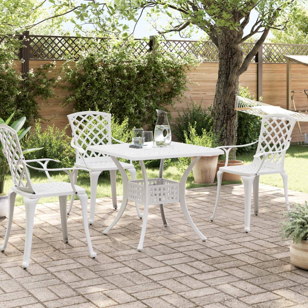 Maison Chic - Table de jardin - Table Extérieure - Table De Patio blanc 80x80x75 cm aluminium coulé - Image 3