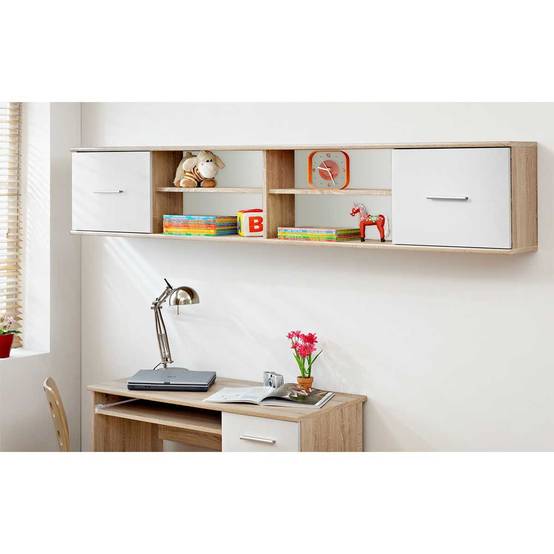 Étagère 2 Niveaux & 2 Portes "Dino" 204cm Chêne & Blanc - Image 2
