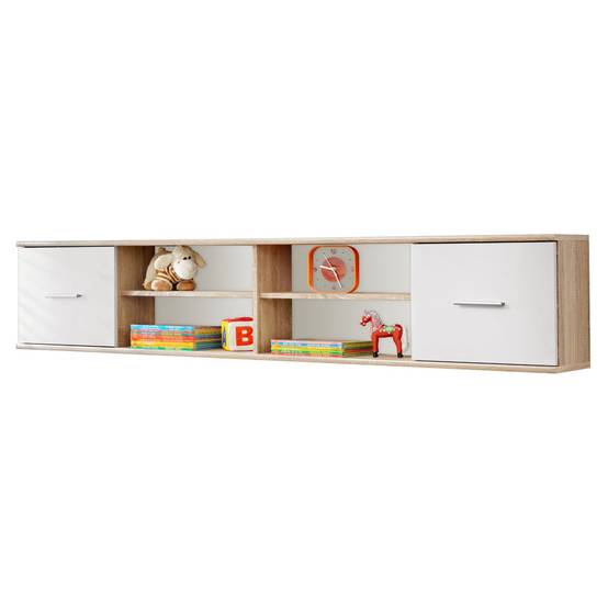 Étagère 2 Niveaux & 2 Portes "Dino" 204cm Chêne & Blanc - Image 1