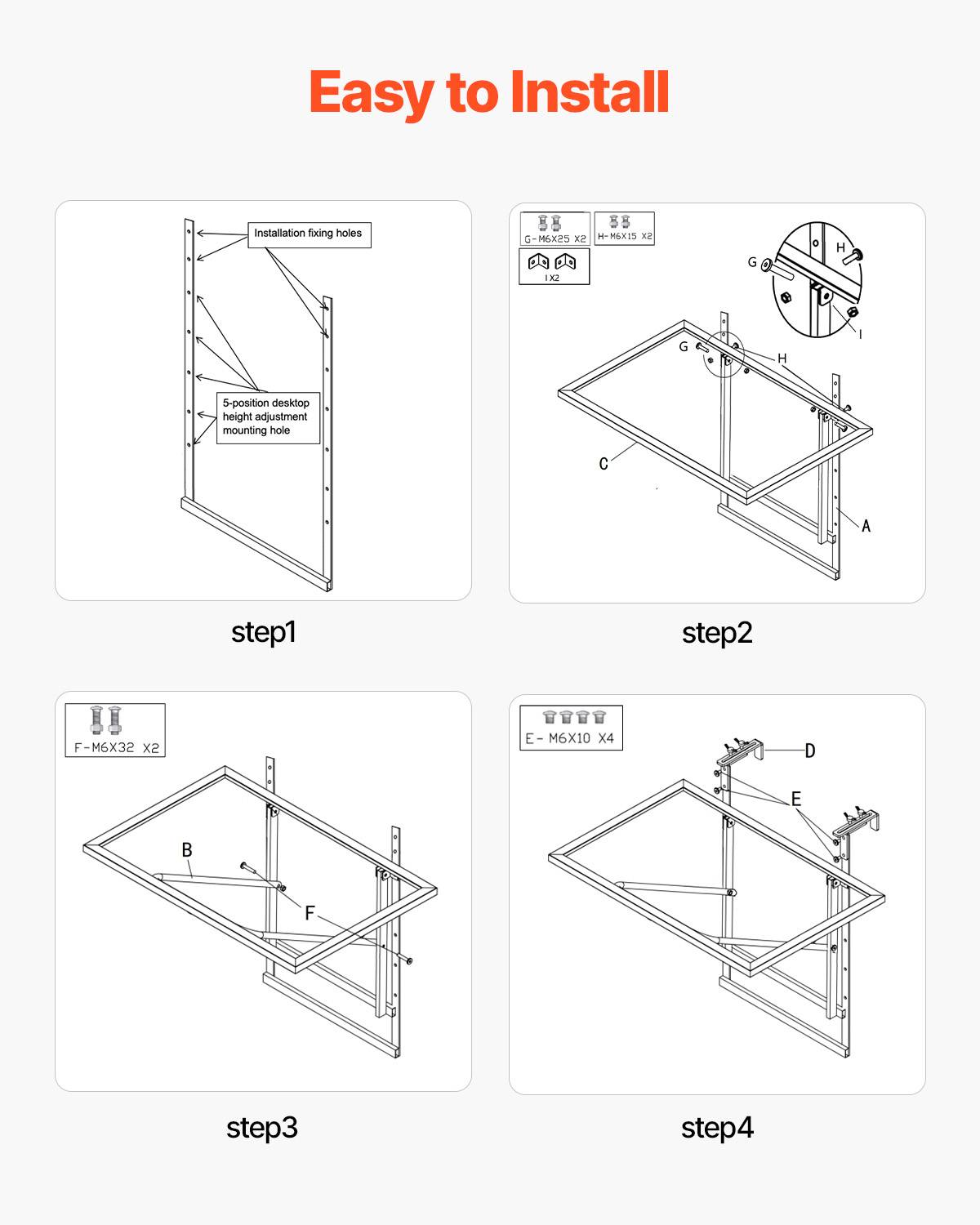 VEVOR Table suspendue balcon 610x530mm, pliante, métal, réglable 5 niveaux, garde-corps, patio. - Image 4
