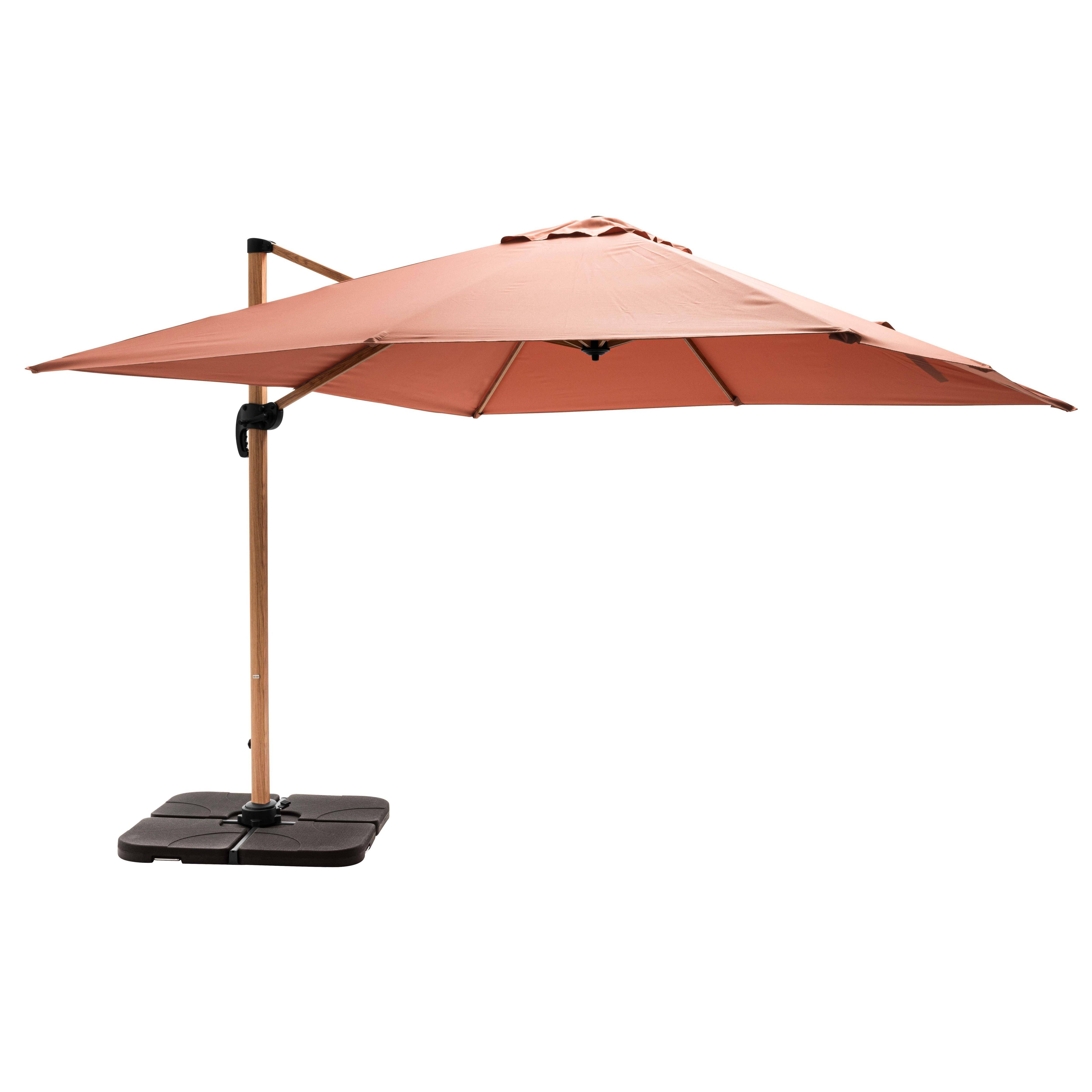 Oviala - Parasol déporté 3x3m et 4 dalles à remplir effet bois argile Brescia - Oviala