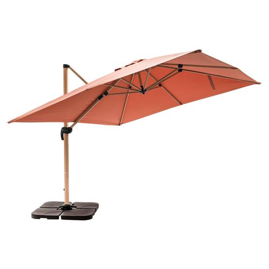 Oviala - Parasol déporté 3x3m et 4 dalles à remplir effet bois argile Brescia - Oviala - Image 4