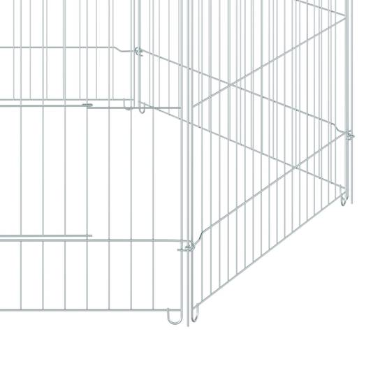 Parc pour chien 6 panneaux 59x60 cm, pliable, en métal, avec porte à loquet et auvent supérieur, pour jardin, terrasse ou extérieur, couleur argent. - Image 10