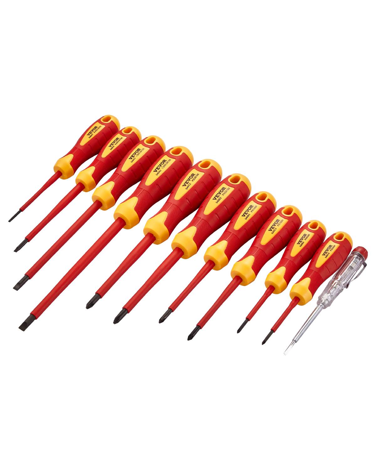 VEVOR Jeu tournevis isolés 11 pièces, 1000 V, embouts magnétiques, testeur tension. Électricien. - Image 1