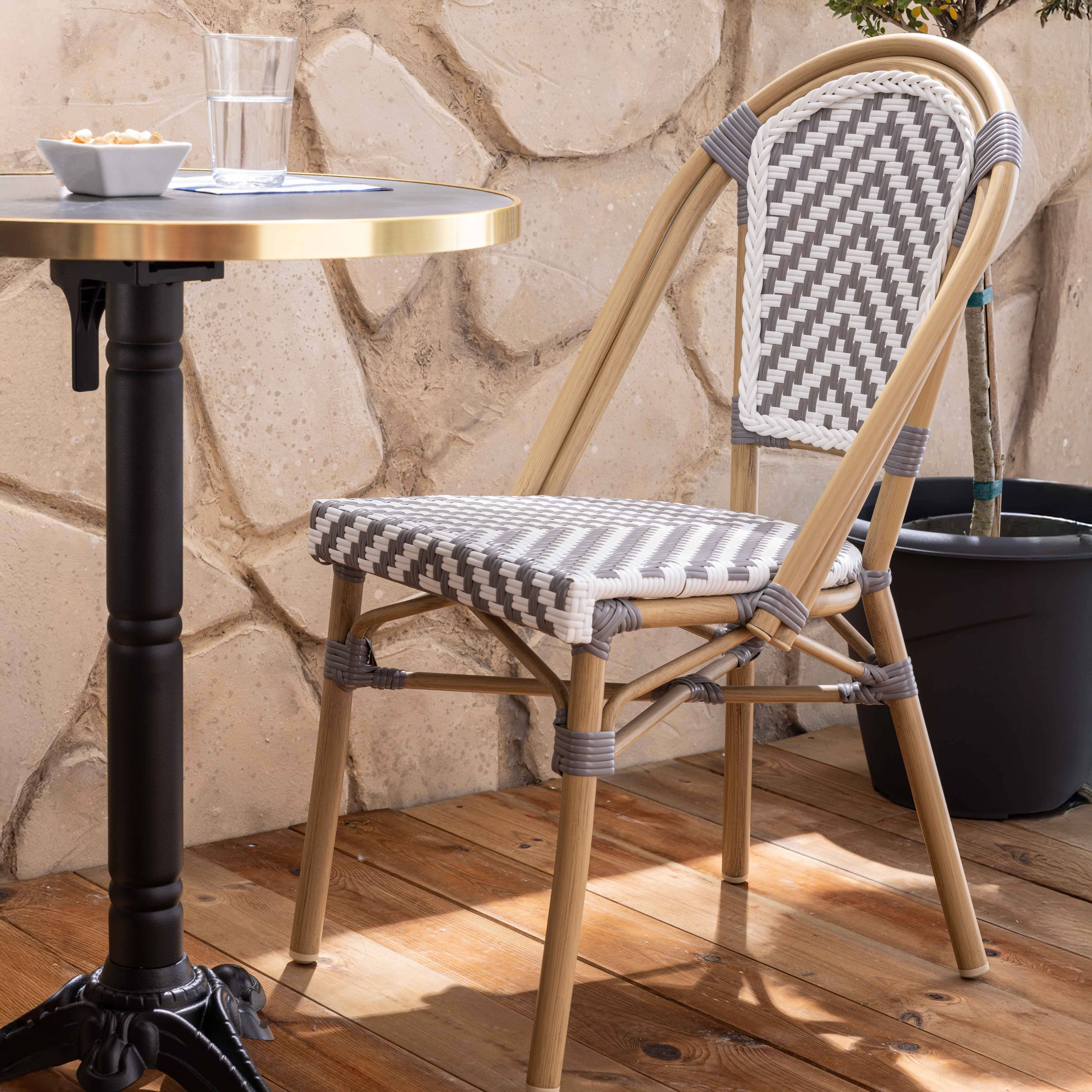 Oviala - Chaise de terrasse en aluminium et rotin synthétique Auteuil - Oviala - Imagen 4