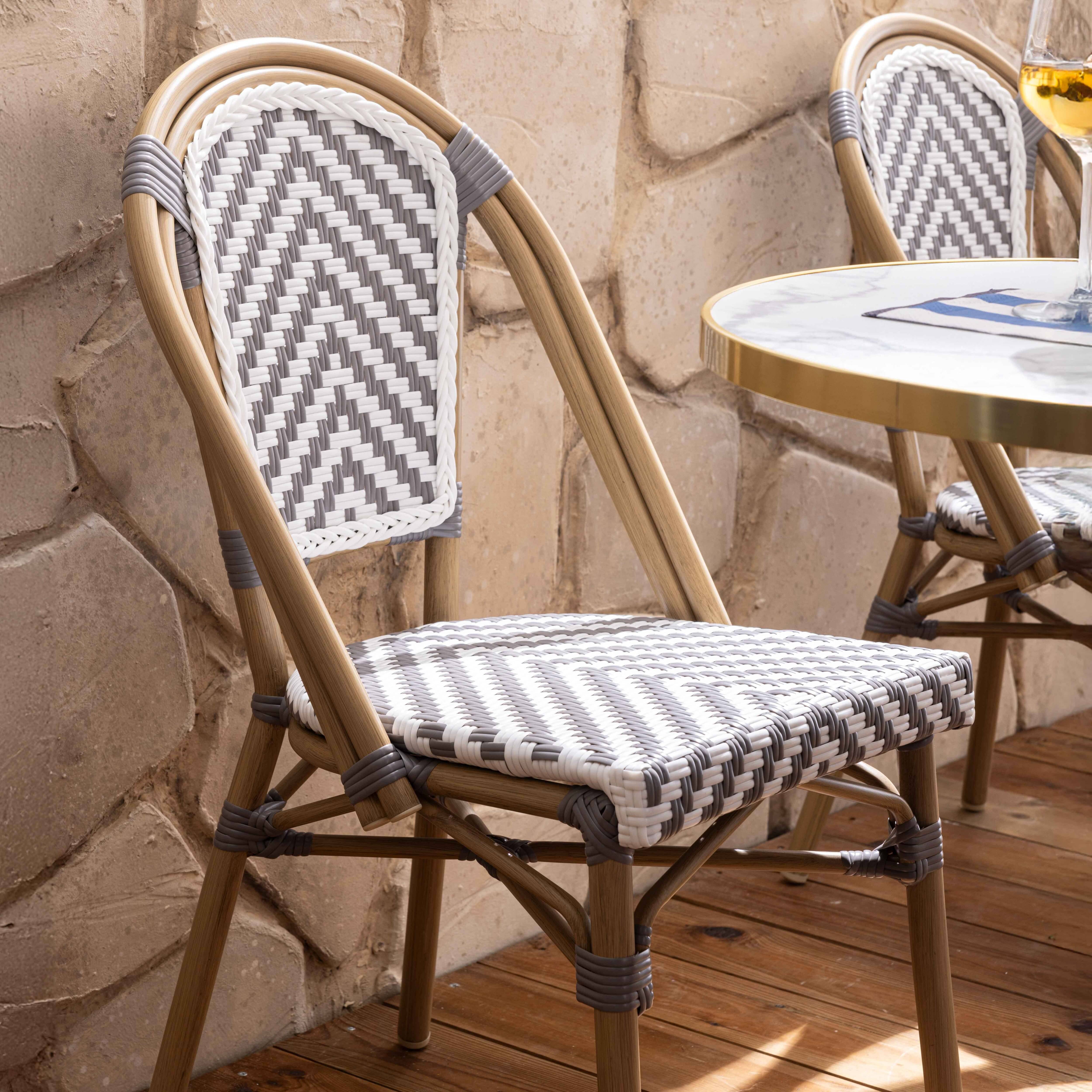 Oviala - Chaise de terrasse en aluminium et rotin synthétique Auteuil - Oviala - Imagen 6