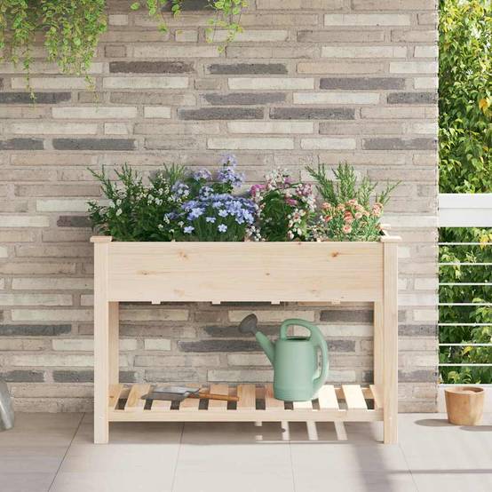 Cache-pot, Pot De Fleurs avec étagère Beige 115 x 59 x 76.5 cm g362 - Image 2