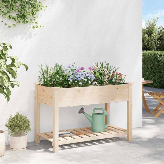 Cache-pot, Pot De Fleurs avec étagère Beige 115 x 59 x 76.5 cm g362 - Image 4