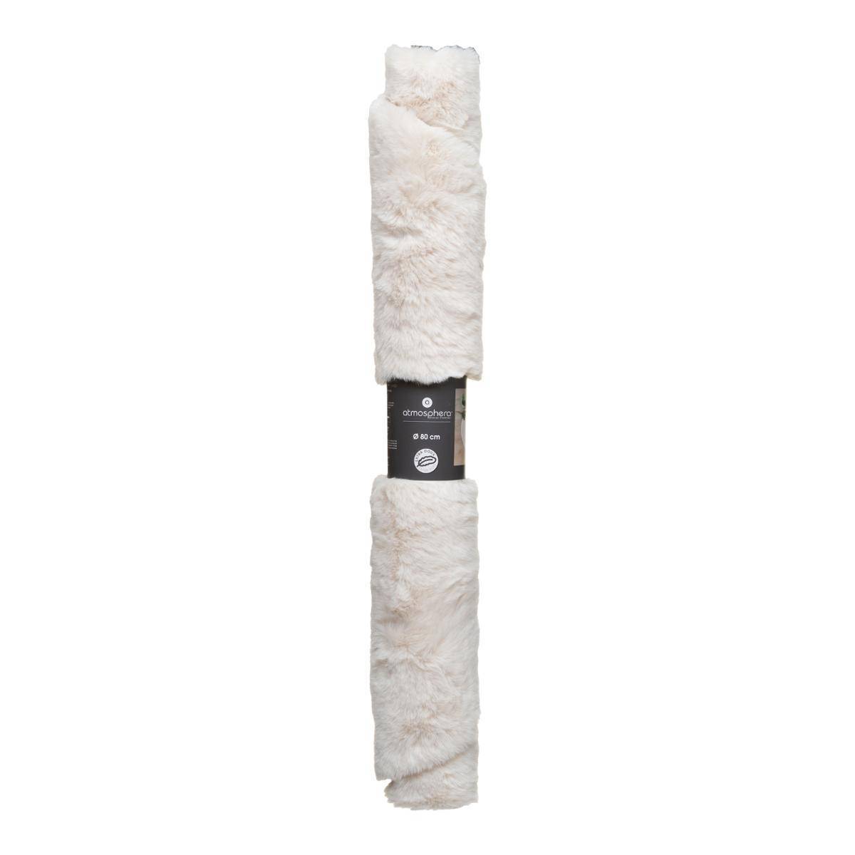 Atmosphera - Tapis "Couka" effet fourrure blanc ivoire D80cm - Atmosphera Créateur d'intérieur - Imagen 5