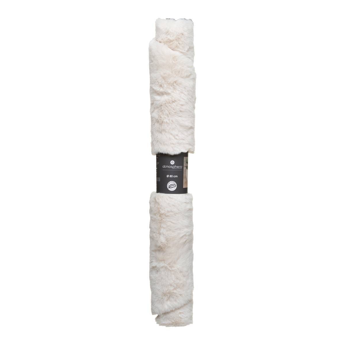 Atmosphera - Tapis "Couka" effet fourrure blanc ivoire D80cm - Atmosphera Créateur d'intérieur - Imagen 4