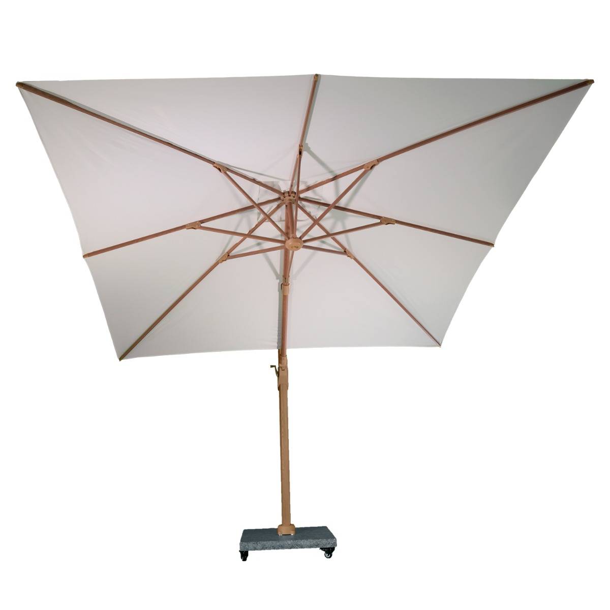 Gecko Jardin - Parasol déporté rotatif 360° inclinable aluminium finition bois toile écrue 3x3 m Poseidon - Gecko Jardin - Image 2