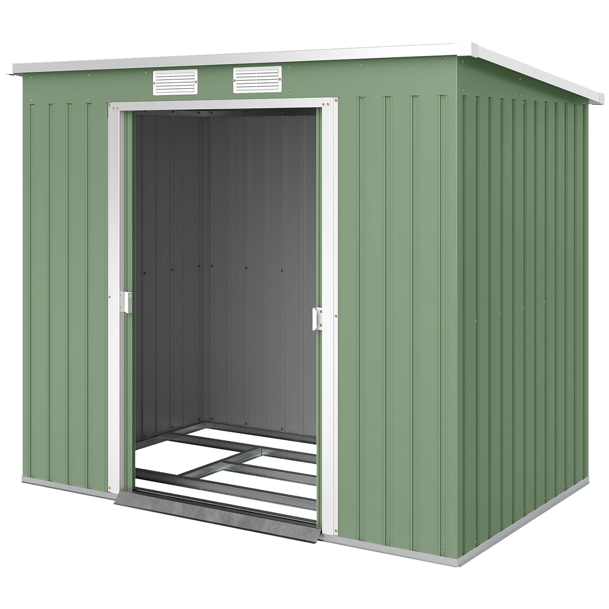 Abri de jardin 213 x 130 x 172 cm, en métal, vert olive, idéal pour ranger vos outils d'extérieur. - Image 2