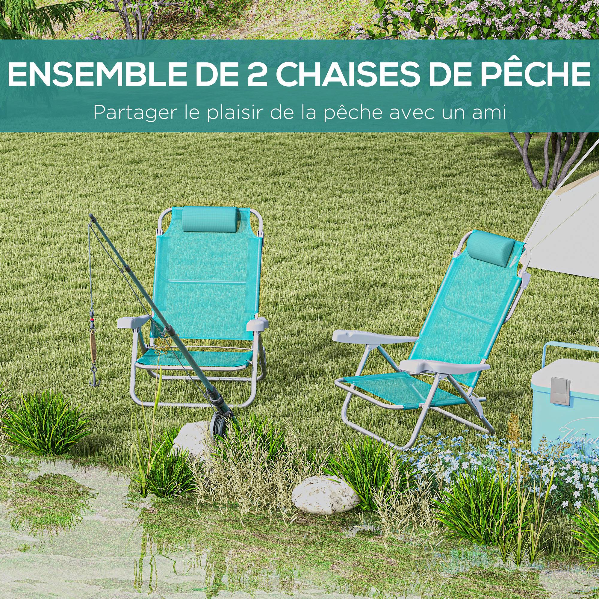 Lot de 2 chaises de jardin pliantes aluminium et maille 62 x 65 x 80 cm - PANGIVO - Image 6