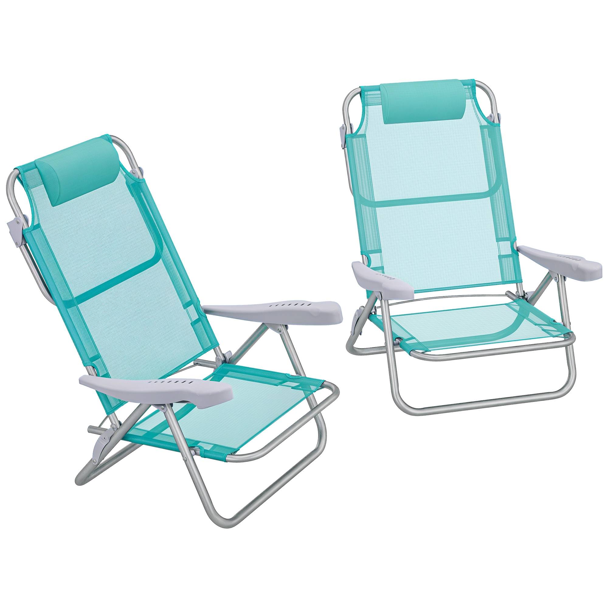 Lot de 2 chaises de jardin pliantes aluminium et maille 62 x 65 x 80 cm - PANGIVO - Image 1