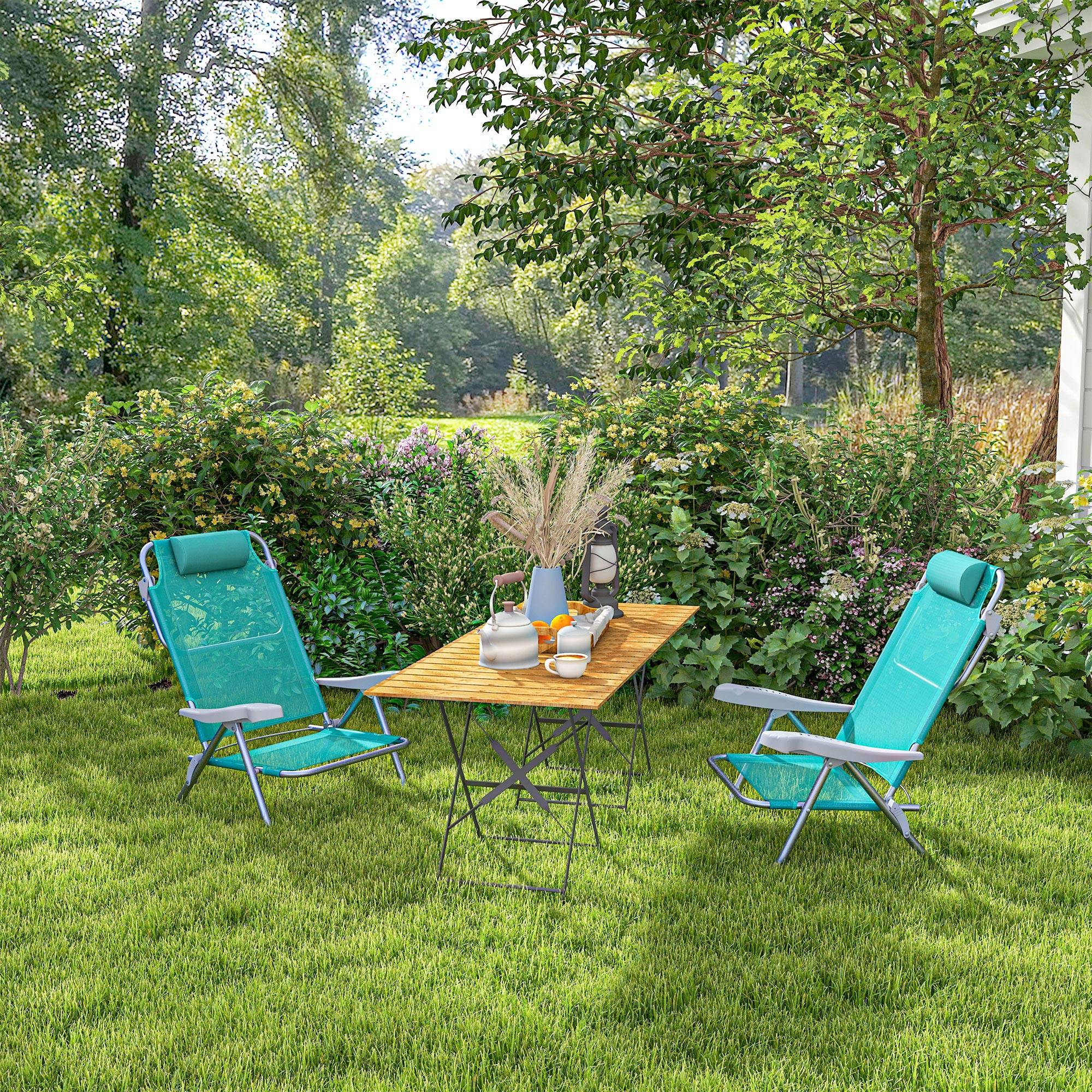 Lot de 2 chaises de jardin pliantes aluminium et maille 62 x 65 x 80 cm - PANGIVO - Image 10