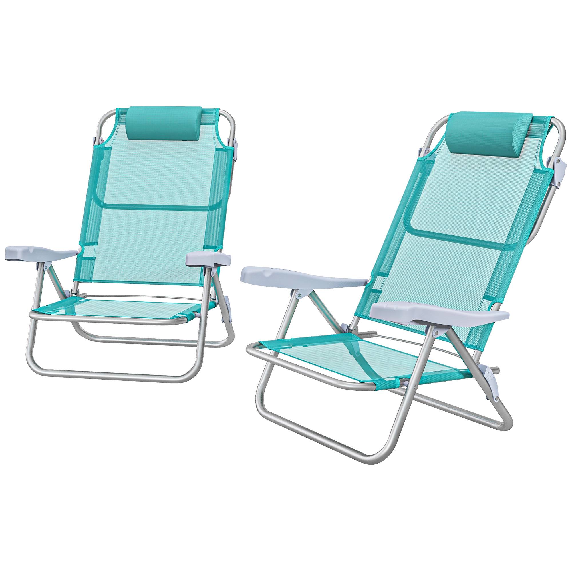 Lot de 2 chaises de jardin pliantes aluminium et maille 62 x 65 x 80 cm - PANGIVO - Image 2