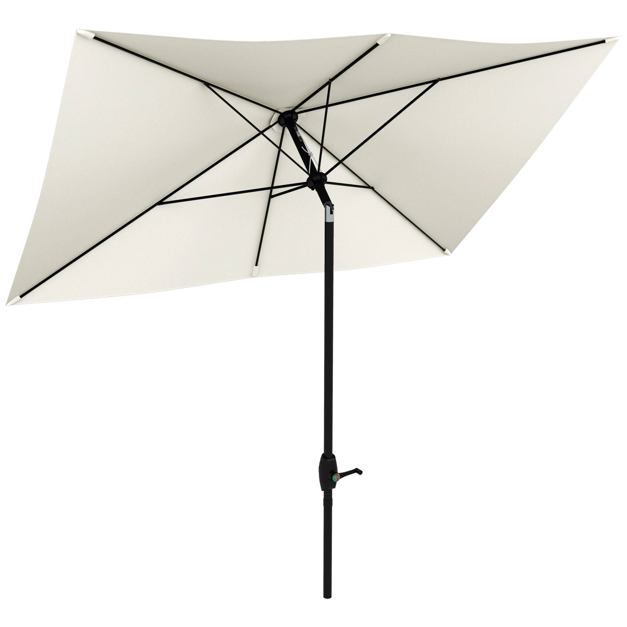 Outsunny - Parasol droit rectangulaire inclinable 2x3m manivelle polyester 180g/m² imperméable haute densité beige - Outsunny - Image 1
