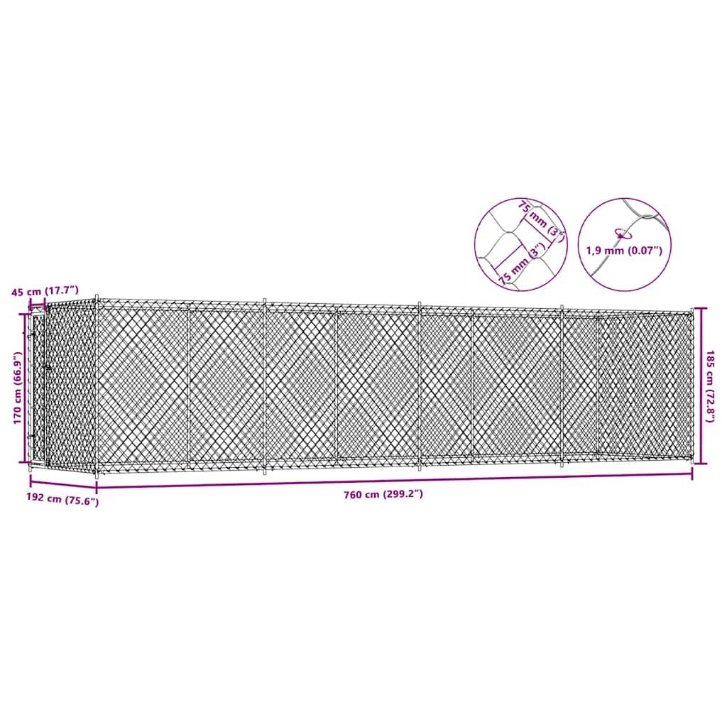 Vidaxl - Chenil d'extérieur pour chiens 760x192x185 cm vidaXL 145030 - Imagen 3