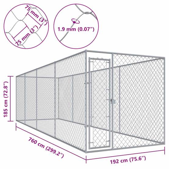 Vidaxl - Chenil d'extérieur pour chiens 760x192x185 cm vidaXL 145030 - Imagen 6