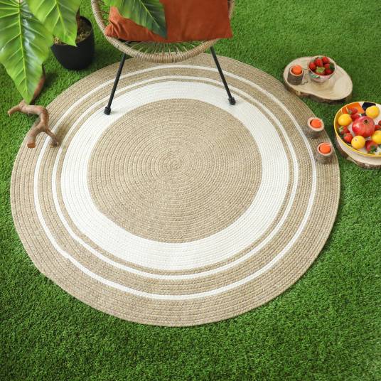 Decoweb - Tapis rond imitation fibres naturelles extérieur et intérieur - Provence - Aspect jute - Ø 150 cm - Decoweb - Imagen 2