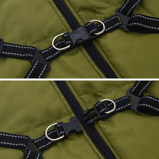 ComfortXL - Manteau pour chien polaire imperméable avec harnais pour promenade hiver Vert Armée L44 – ComfortXL Pet Living - Image 5