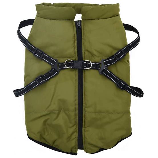 ComfortXL - Manteau pour chien polaire imperméable avec harnais pour promenade hiver Vert Armée L44 – ComfortXL Pet Living - Image 2