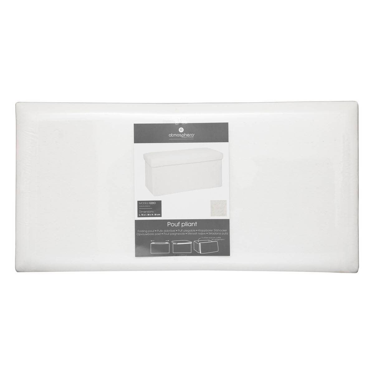 Atmosphera - Pouf pliant double "Ezzio" fourrure blanche - Atmosphera Créateur d'intérieur - Imagen 2