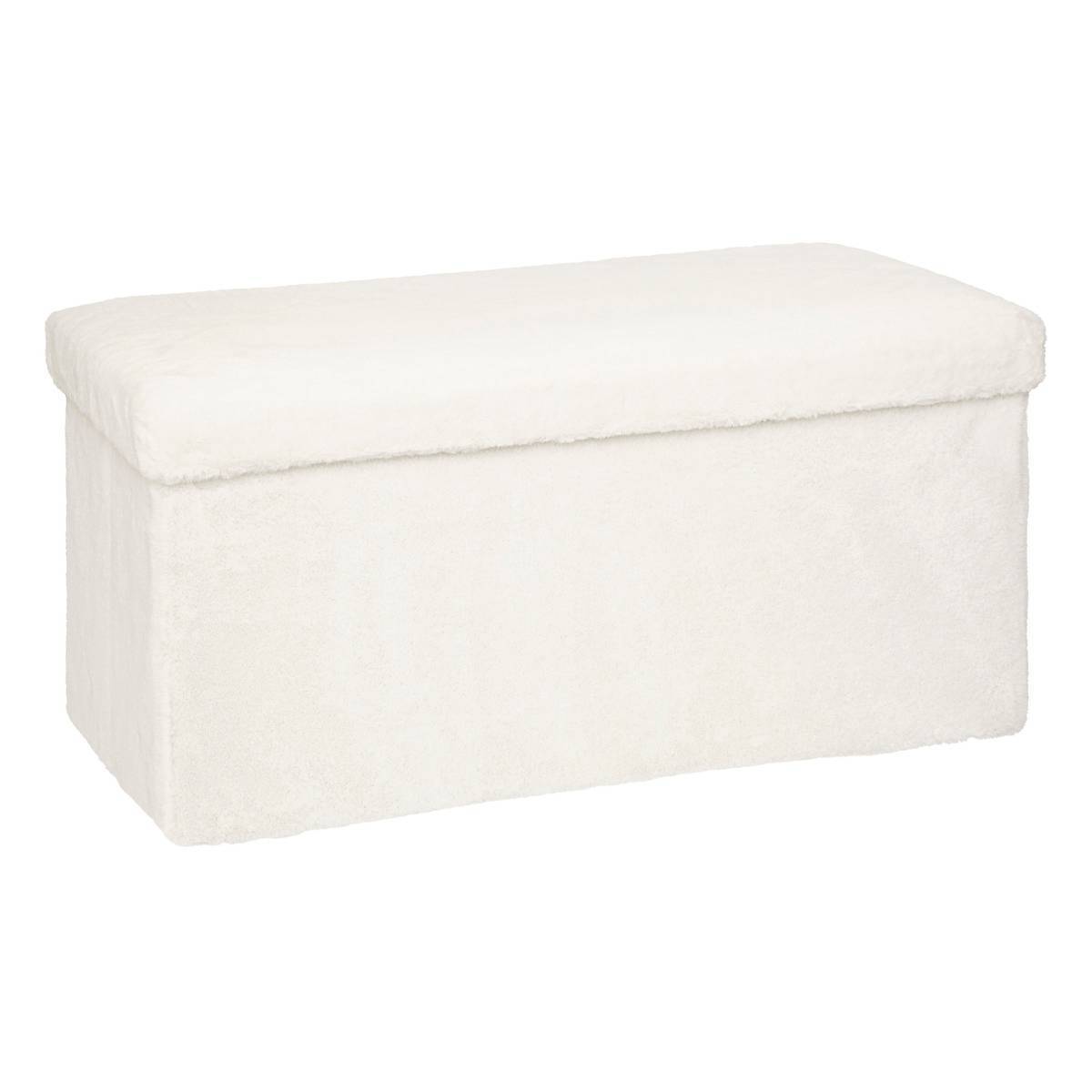 Atmosphera - Pouf pliant double "Ezzio" fourrure blanche - Atmosphera Créateur d'intérieur - Image 1
