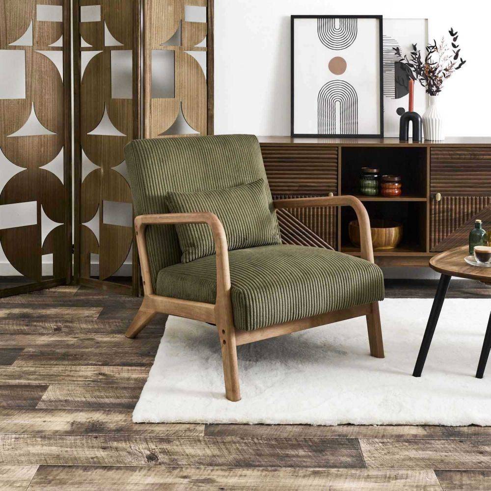 The Home Deco Factory - Fauteuil en velours côtelé Scott - Image 2