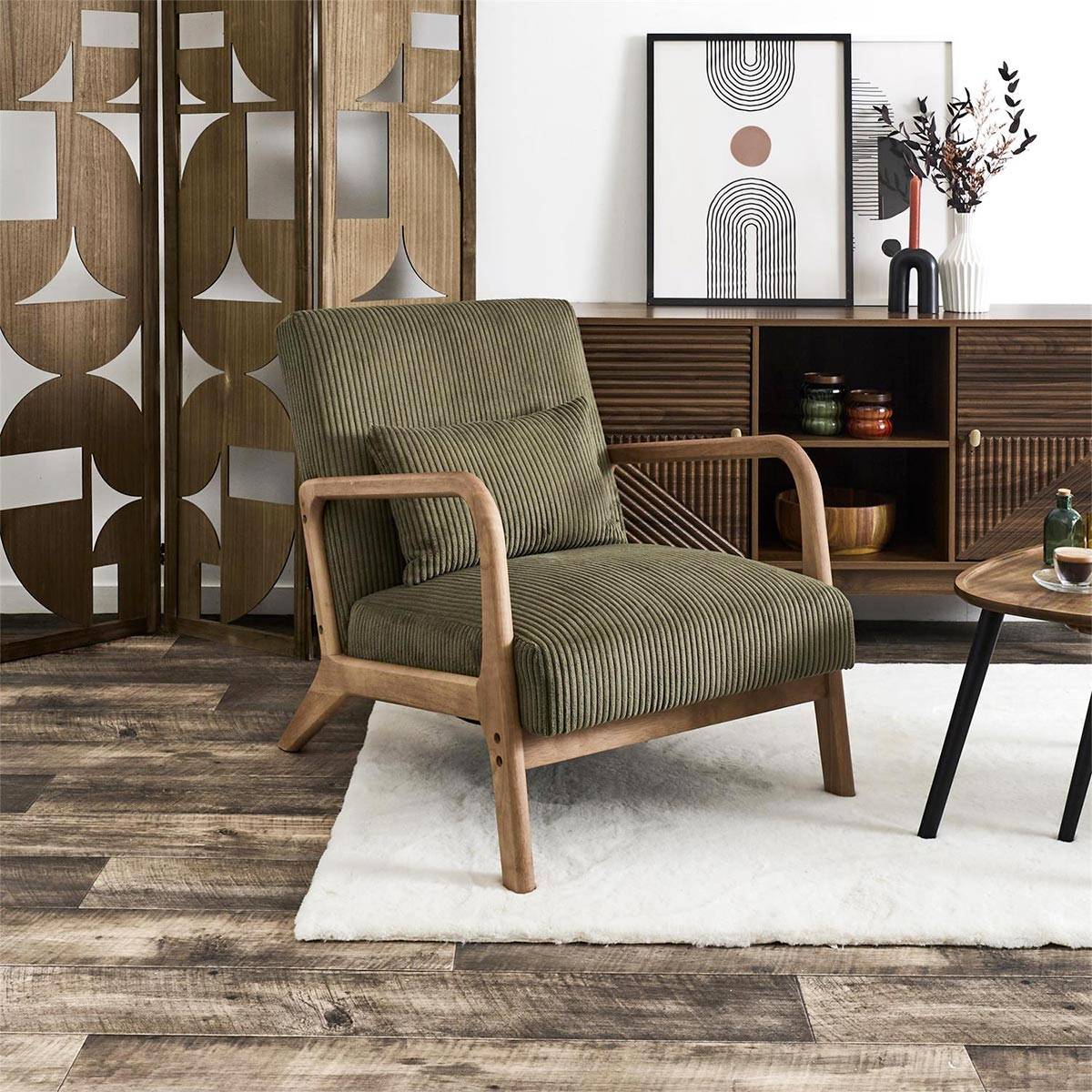 The Home Deco Factory - Fauteuil en velours côtelé Scott - Image 7