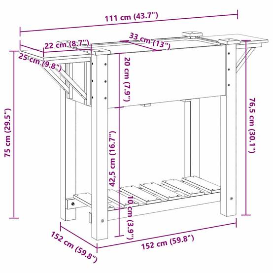 Cache-pot, Pot De Fleurs avec étagère Beige 111 x 37 x 76.5 cm g360 - Image 8