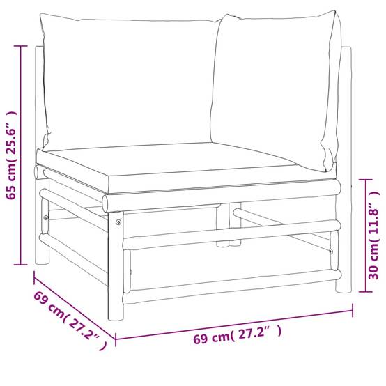 Ensemble Canapé Jardin Bambou 4 pcs Coussins Vert Modulaire – ComfortXL Outdoor Living - Image 6