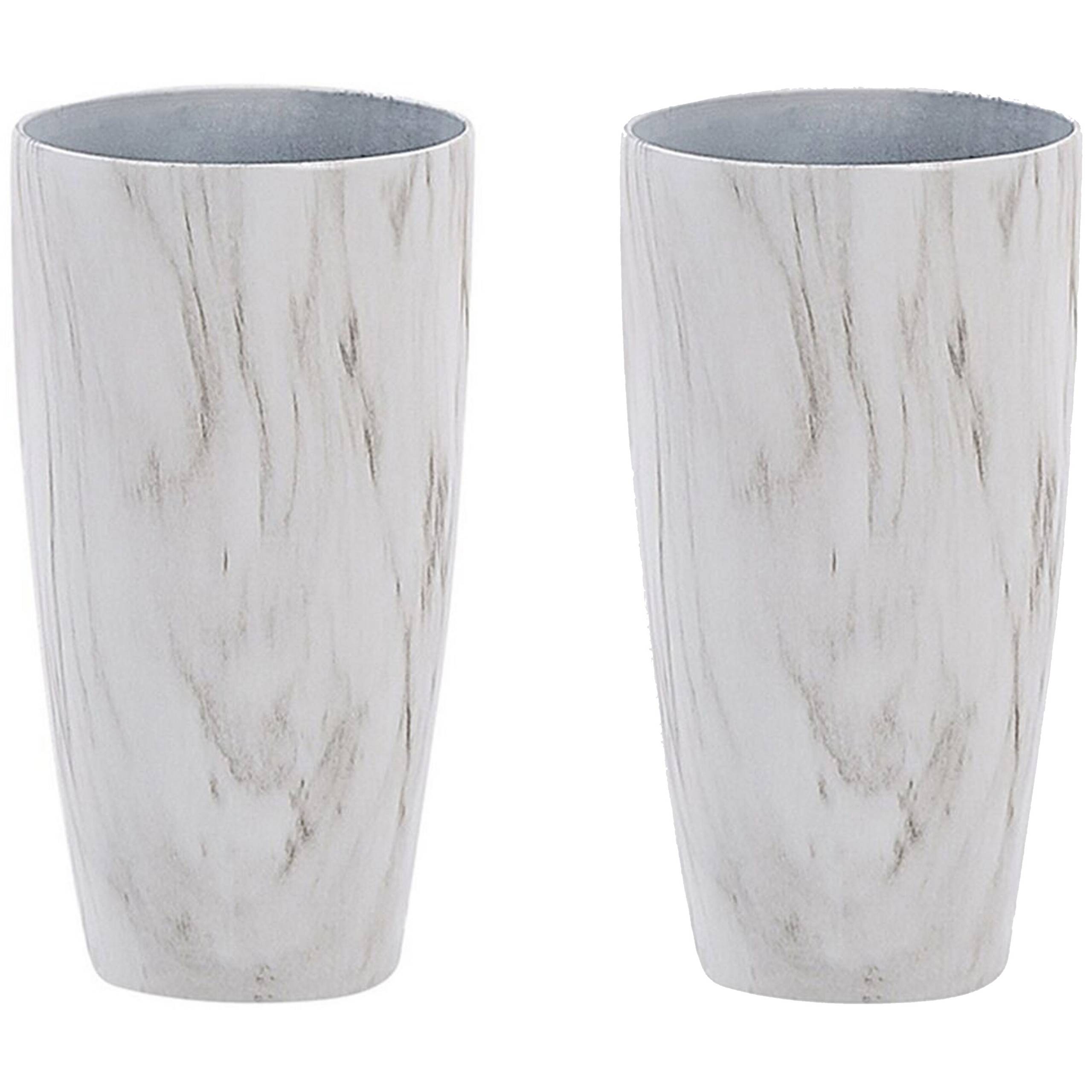 Beliani - Pot de Fleurs Effet Marbre en Mélange de Pierres 23 cm de Diamètre Idéal pour Extérieur et Intérieur Glamour et Moderne Lot de 2 - Imagen 1