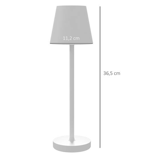 Lampe de Table Sans Fil Métal LED Tactile Rechargeable USB 3 Couleurs Blanc 36cm - ComfortXL Outdoor Living - Image 3