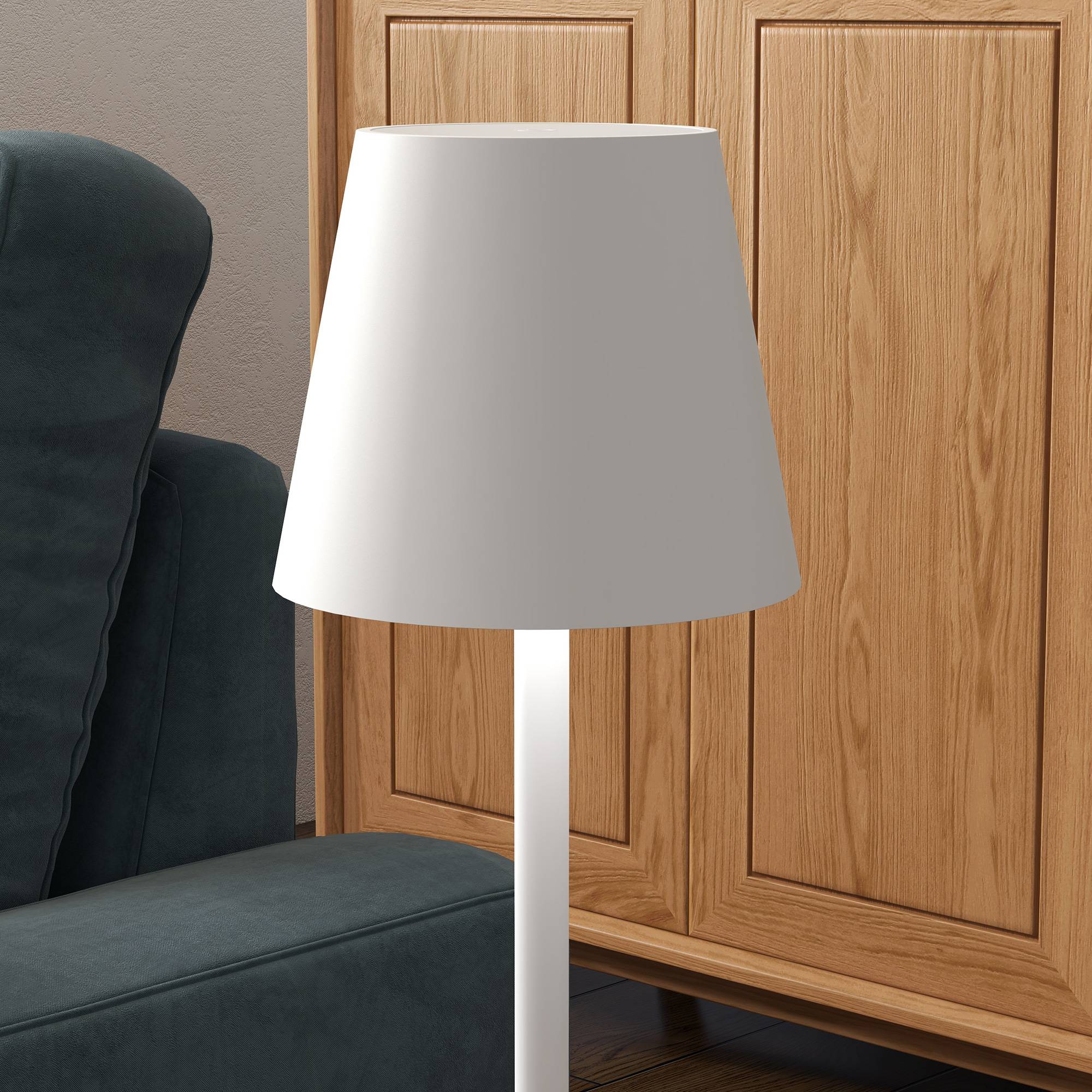 Lampe de Table Sans Fil Métal LED Tactile Rechargeable USB 3 Couleurs Blanc 36cm - ComfortXL Outdoor Living - Image 7