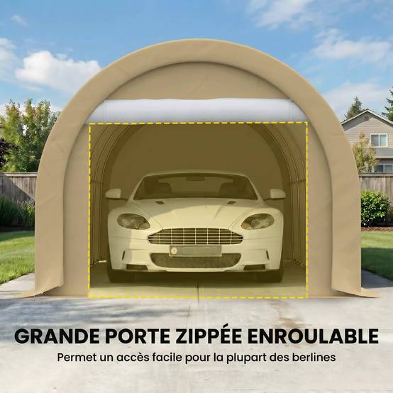 Abri de jardin ouvert acier beige 500 x 300 x 240 cm - PANGIVO - Image 7