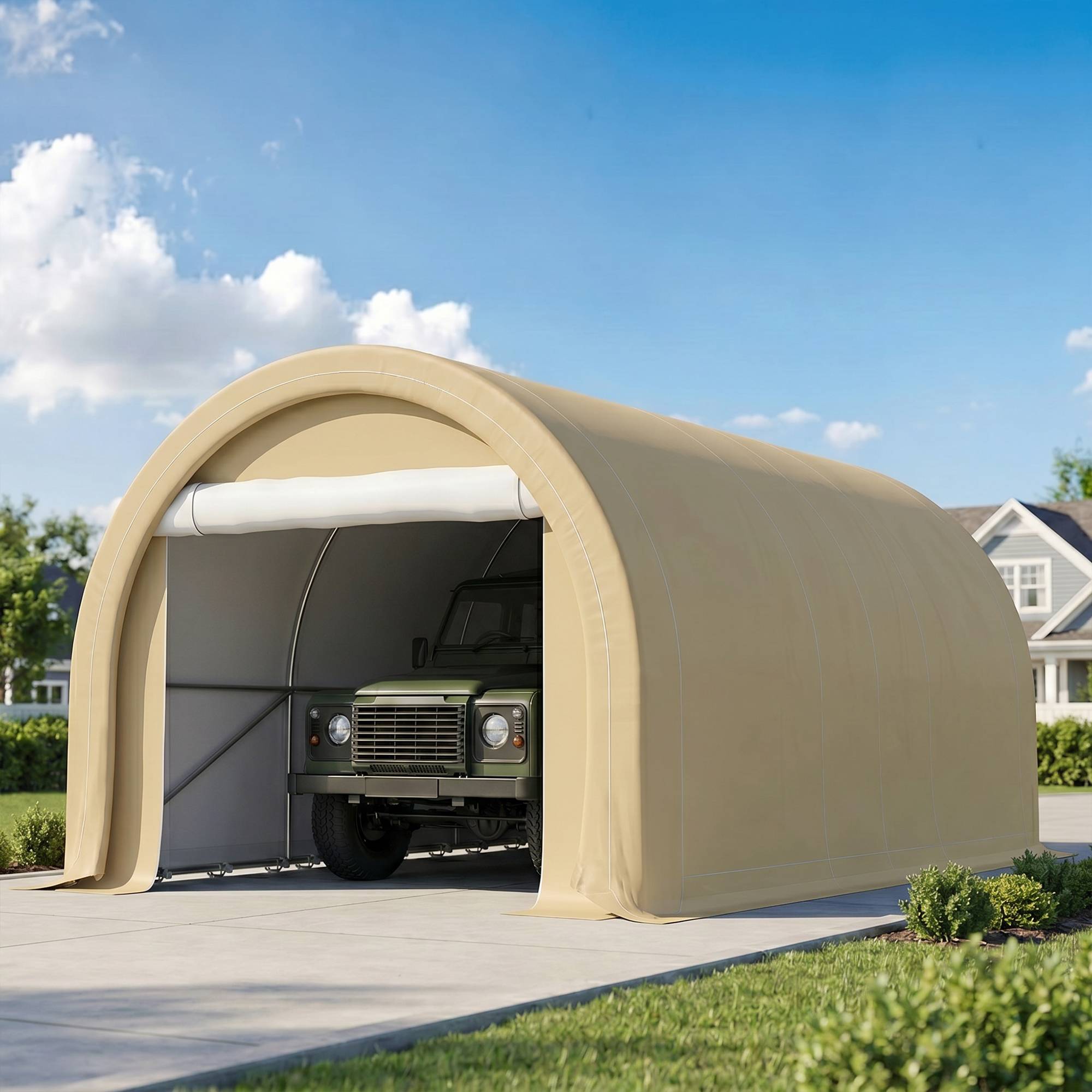 Abri de jardin ouvert acier beige 500 x 300 x 240 cm - PANGIVO - Image 10