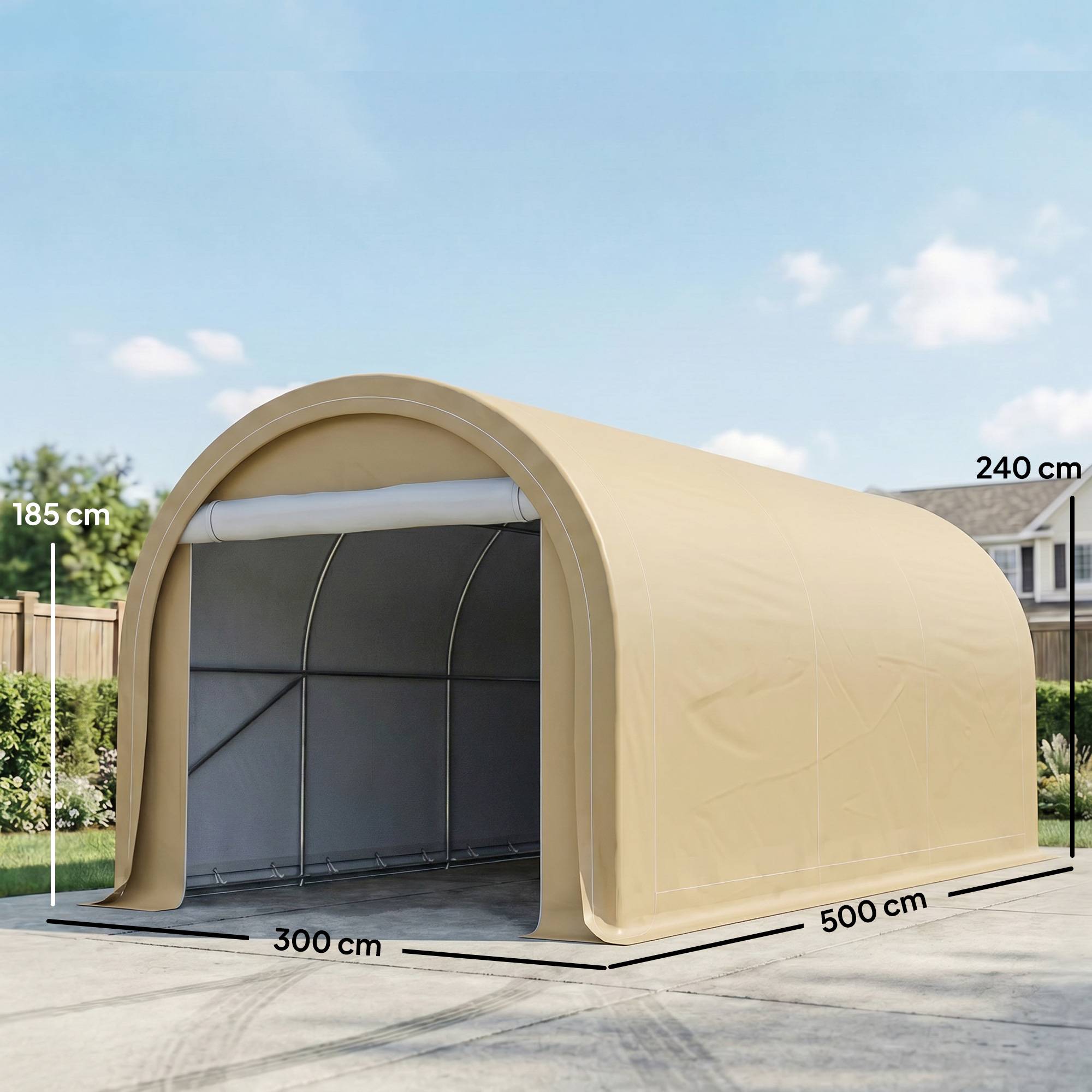 Abri de jardin ouvert acier beige 500 x 300 x 240 cm - PANGIVO - Image 5