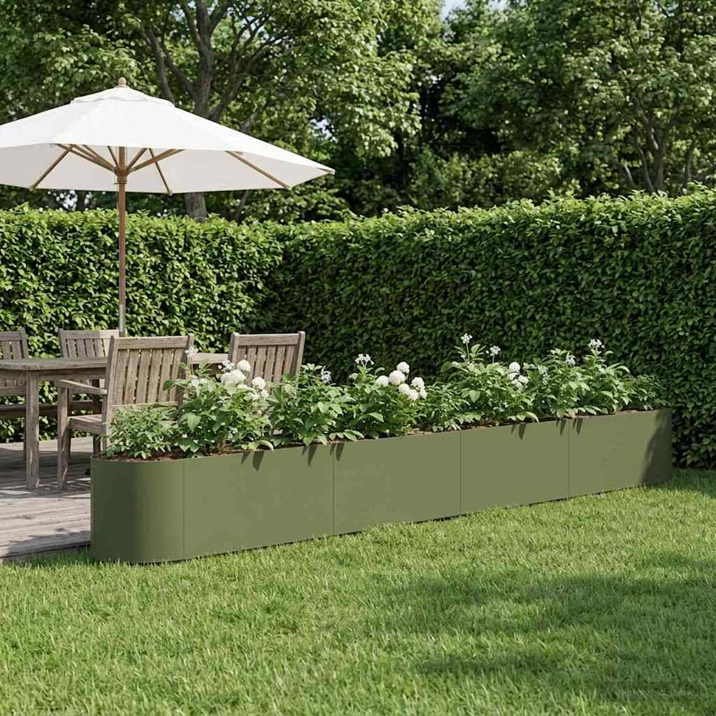ComfortXL - Carré potager surélevé acier extérieur sans fond 380x40x40cm vert olive - ComfortXL Outdoor Living - Image 1