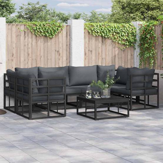 Petit Salon de Jardin en Aluminium 6 Pièces Compact Pour Balcon et Terrasse Noir – ComfortXL Outdoor Living - Image 1
