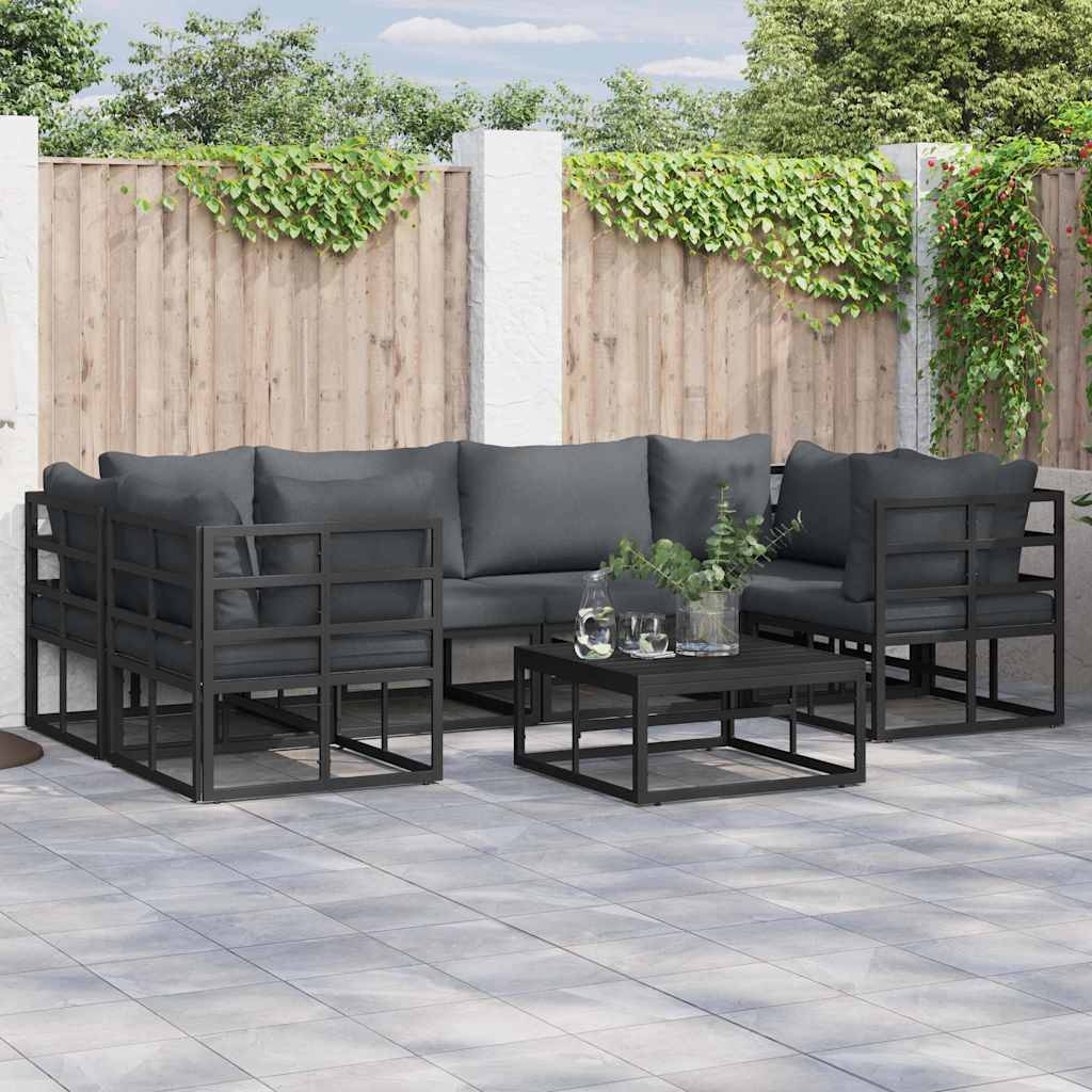 Petit Salon de Jardin en Aluminium 6 Pièces Compact Pour Balcon et Terrasse Noir – ComfortXL Outdoor Living - Image 1