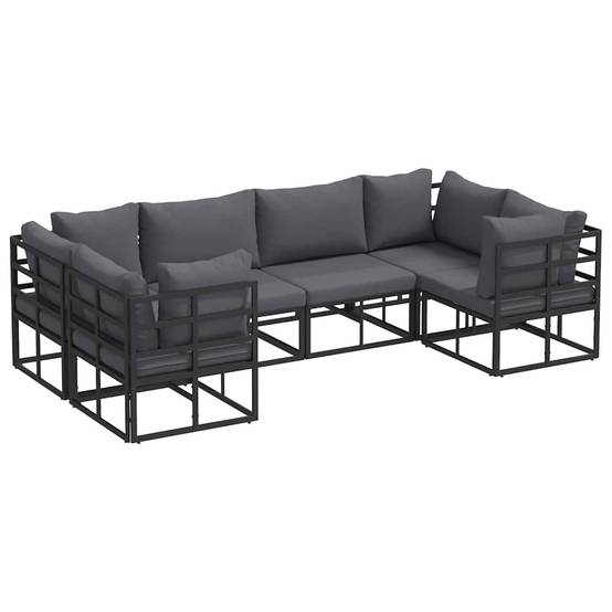 Petit Salon de Jardin en Aluminium 6 Pièces Compact Pour Balcon et Terrasse Noir – ComfortXL Outdoor Living - Image 2