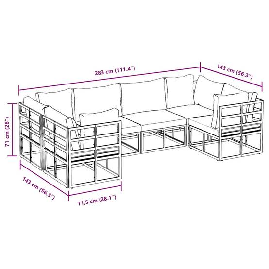 Petit Salon de Jardin en Aluminium 6 Pièces Compact Pour Balcon et Terrasse Noir – ComfortXL Outdoor Living - Image 5